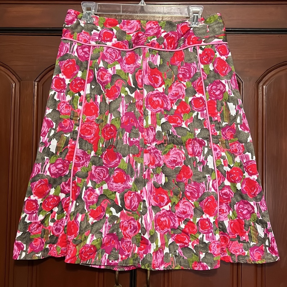 NOTATIONS A Line Side Zipper Multiple Color Roses Size Medium - Picture 3 of 11